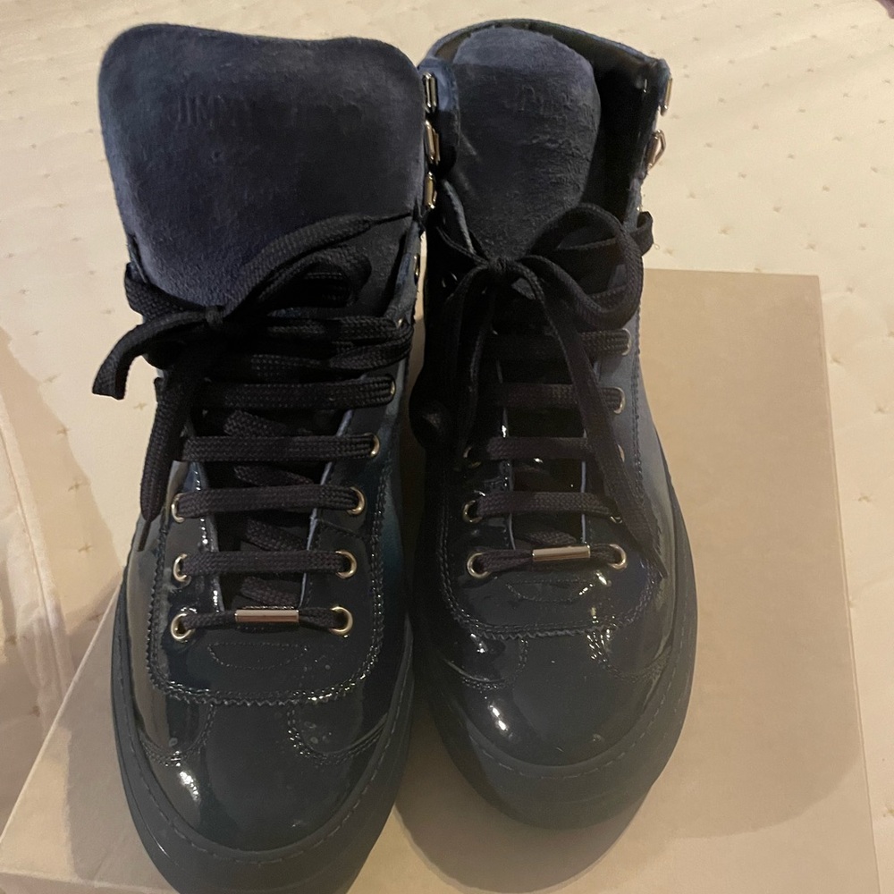 Men's Jimmy Choo sneakers size 10 patent and buck material. Worn 2x